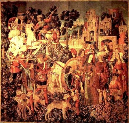 The unicorn is killed and brought to the castle