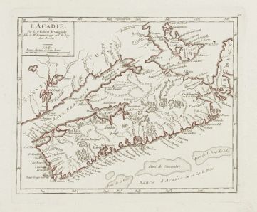 mall map of Nova Scotia. From Atlas Portatif Universel, by Robert de Vaugondy.