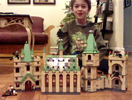 Noel and his Lego Hogwarts Castle
